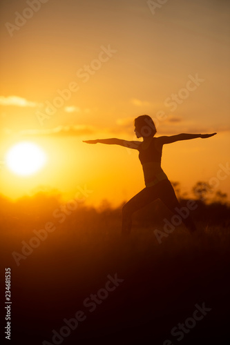 woman exercise in the sunset 