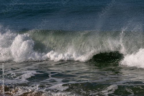 Breaking Atlantic ocean wave  Nazare  Portugal.