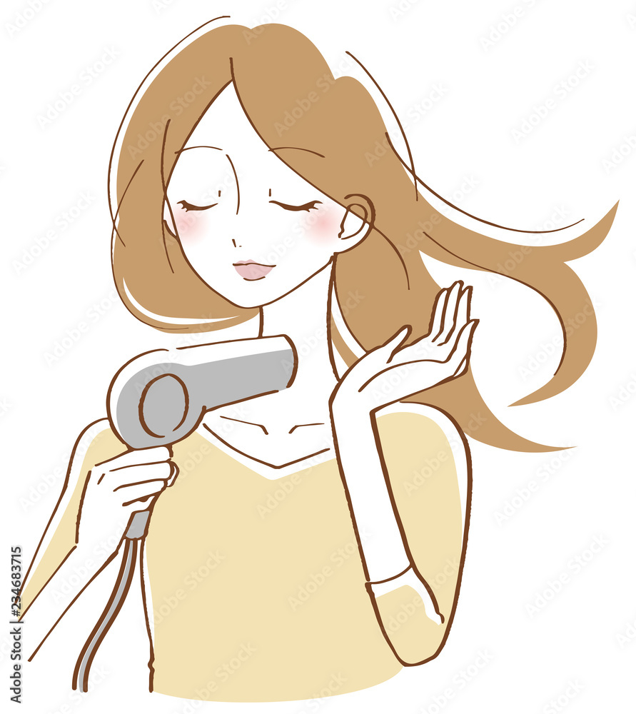 髪 乾かす ドライヤー 女性 イラスト Stock Vector Adobe Stock 髪 乾かす ドライヤー 女性 イラスト Stock Vector Adobe Stock
