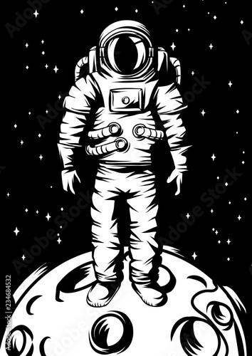 Naklejka na szafę Ilustracja astronauta na księżyc 