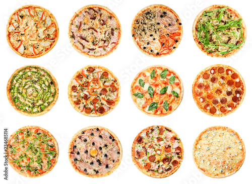 Italian pizza set isolated on white background © smspsy