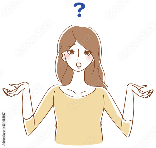 疑問　はてな　女性　イラスト