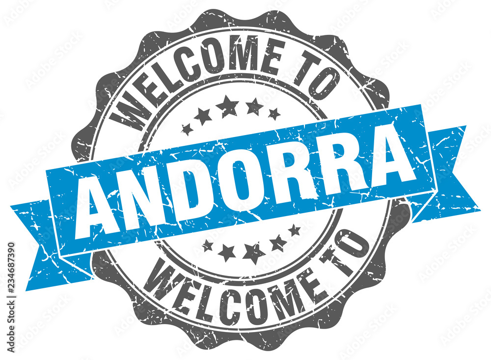 Fototapeta premium Andorra round ribbon seal