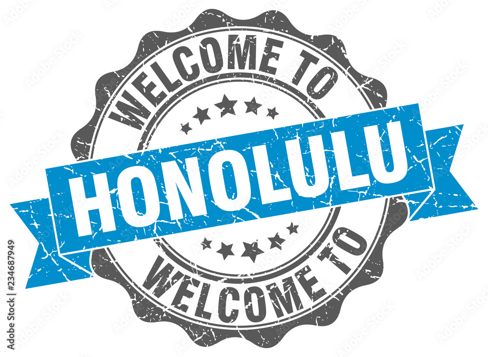 Fototapeta premium Honolulu round ribbon seal