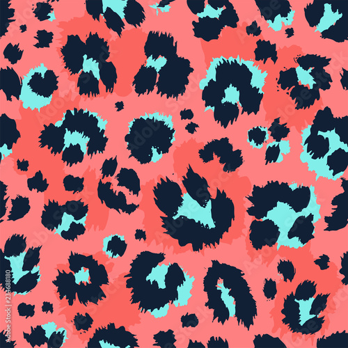 Photo Leopard pattern design funny drawing seamless pattern