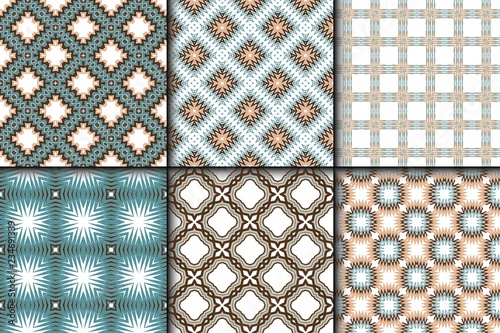 Set of Cyclical Pattern of Geometric Shapes. Seamless Vector Illustration. For the Interior Design, Wallpaper, Printing, Textile Industry, Scrapbook Paper.