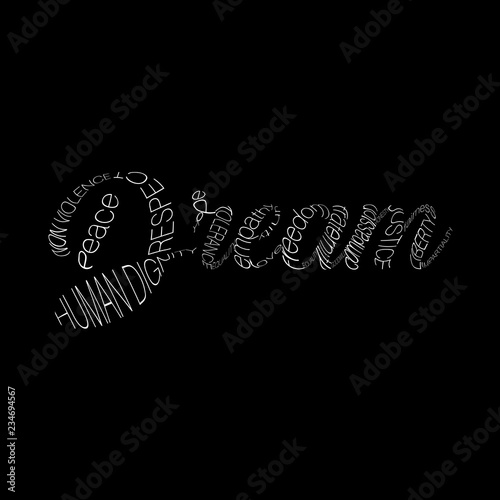 Tela Vector typography design on the word Dream in white on a black background