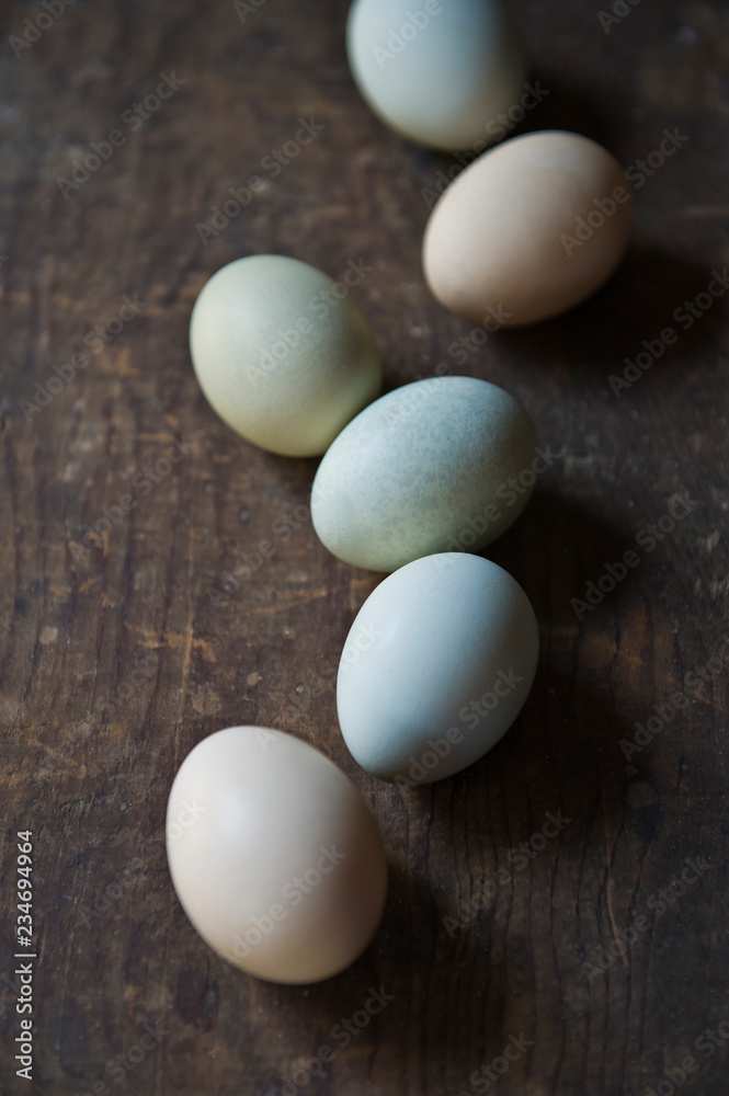 Six eggs on a table Six eggs on a table