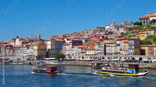 View of old Porto next to Douro River in Portugal