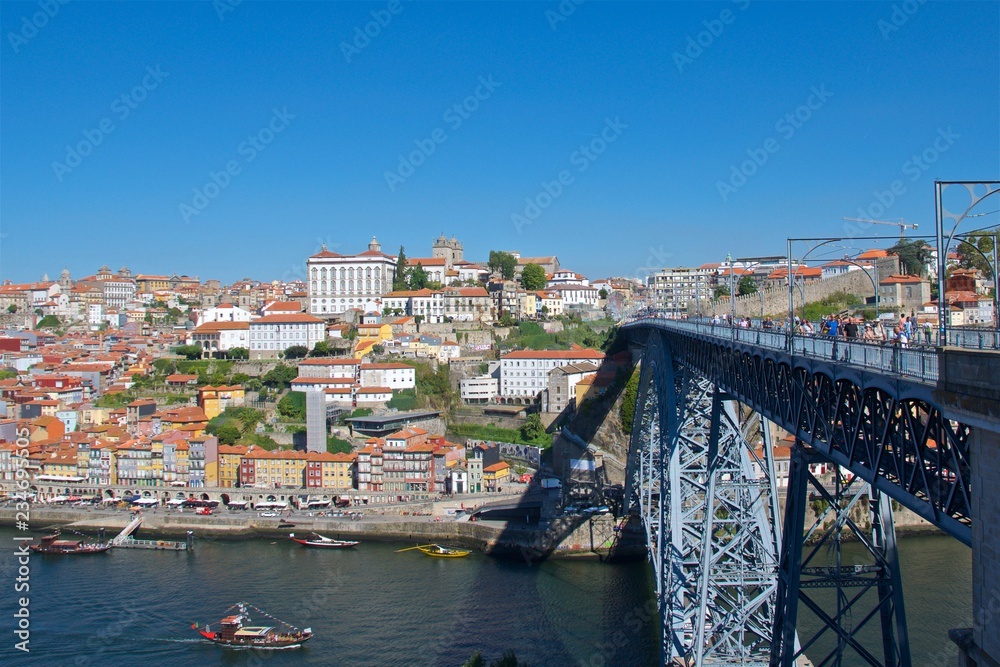 View of old Porto with Ponte Luis I over Douro River in Portugal