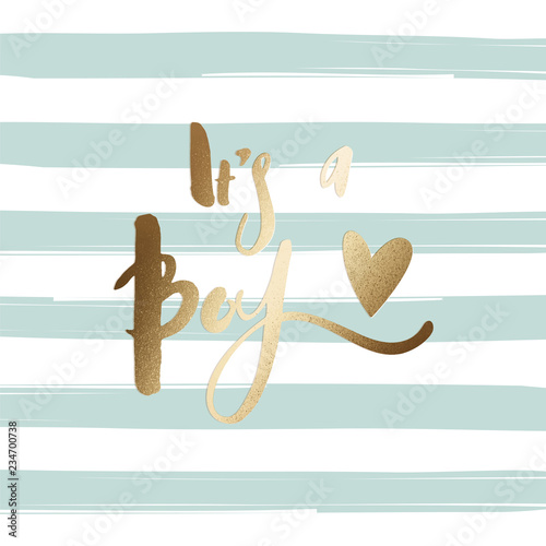 It's a Boy - greeting card, baby shower card, baby announcement card with Gold