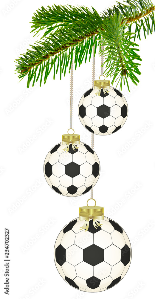 FussballWeihnachtskugeln am Tannenzweig Stock Illustration Adobe Stock