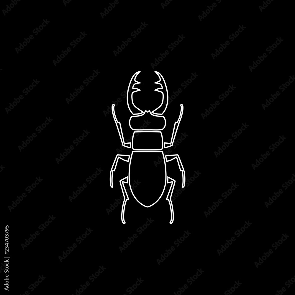 Obraz premium Stag beetle icon or logo, deer beetle on dark background