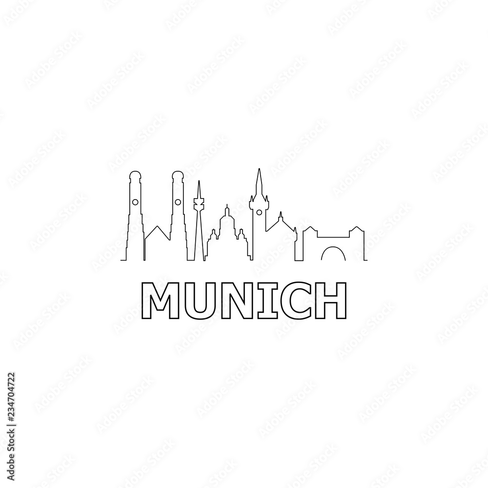 Munich skyline and landmarks silhouette black vector icon. Munich panorama.  Germany Stock Vector | Adobe Stock