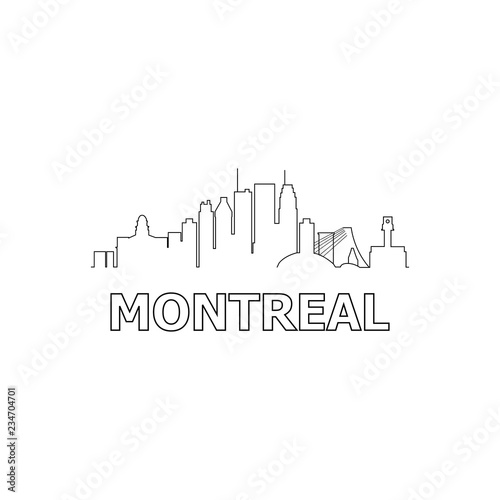 Montreal skyline and landmarks silhouette black vector icon. Montreal panorama. Canada