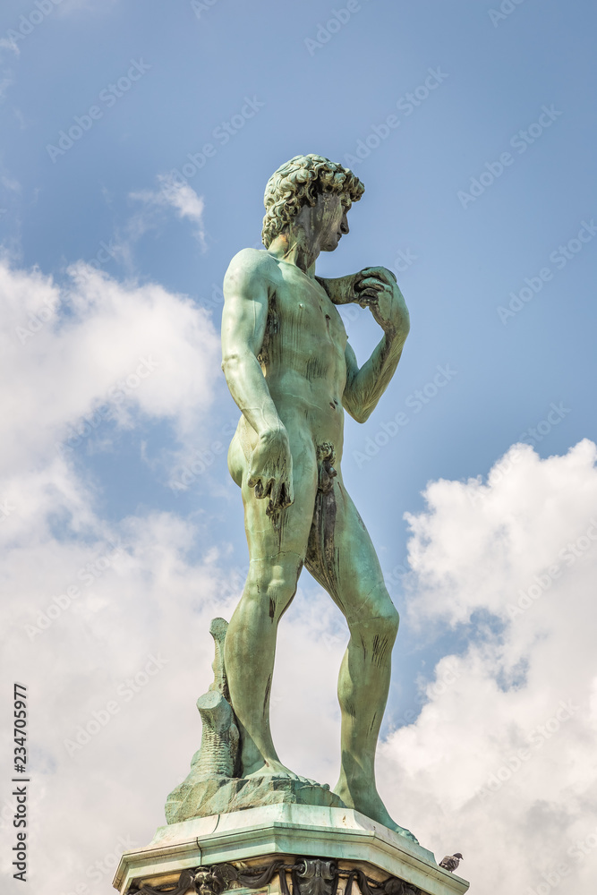 Bronze Statue of David at Michelangelo Park in Florence, Italy
