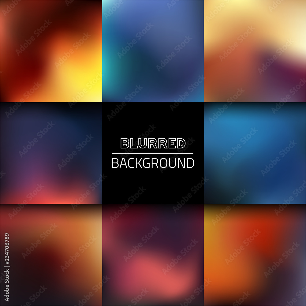 Set of abstract blurred backgrounds. Colorful vector illustration.