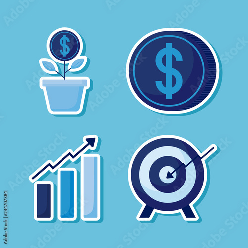 target with set icons economy finance
