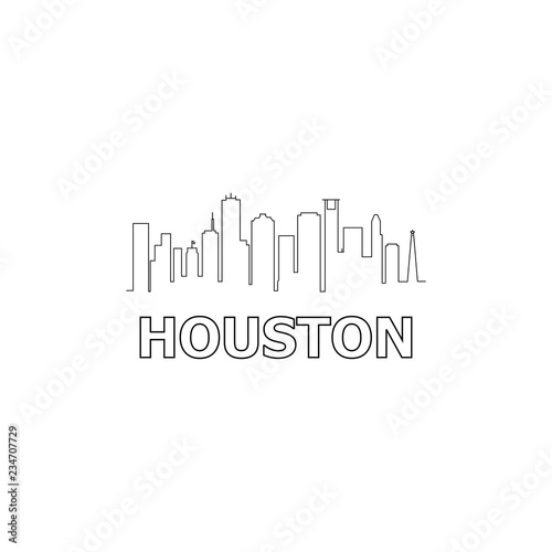 Houston skyline and landmarks silhouette black vector icon. Houston panorama. United States of America. USA