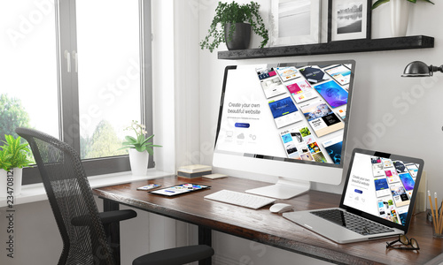 black and white responsive devices mockup responsive website builder photo