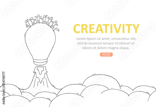 Business temblate with launch lightbulb.