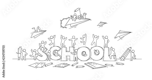 people with word School.