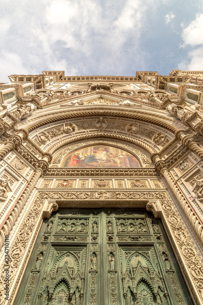 Gates of Santa Maria del Fiore - famous cathedral church of Florence in Italy