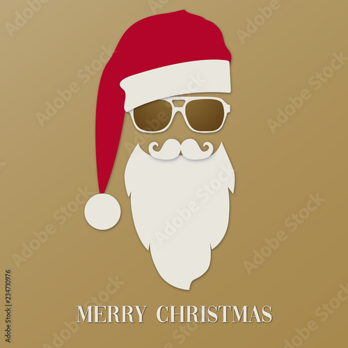 goldene Weihnachtskarte mit lässigem Hipster Weihnachtsmann
