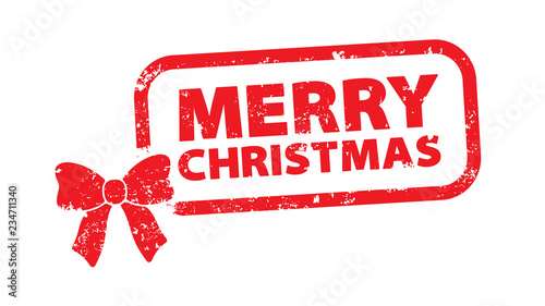 Stempel - Merry Christmas - Schleife rot