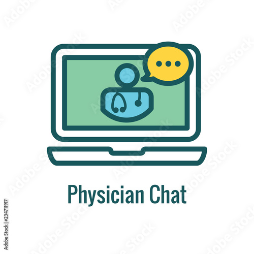 Telemedicine abstract idea with icons illustrating remote health and software