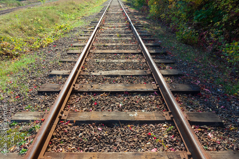 Perspective of the railway wheel track rail. Perspective of the railway wheel track rail.