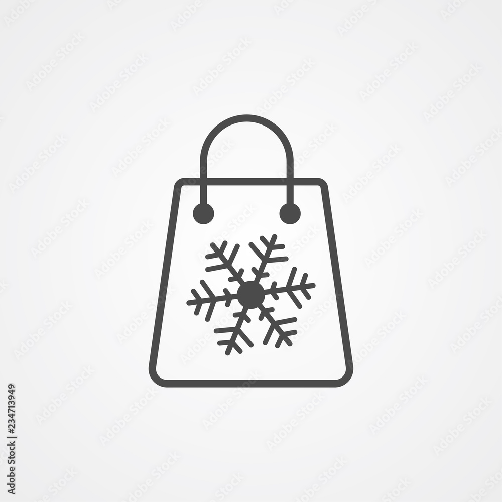 Christmas shopping bag vector icon sign symbol Christmas shopping bag vector icon sign symbol