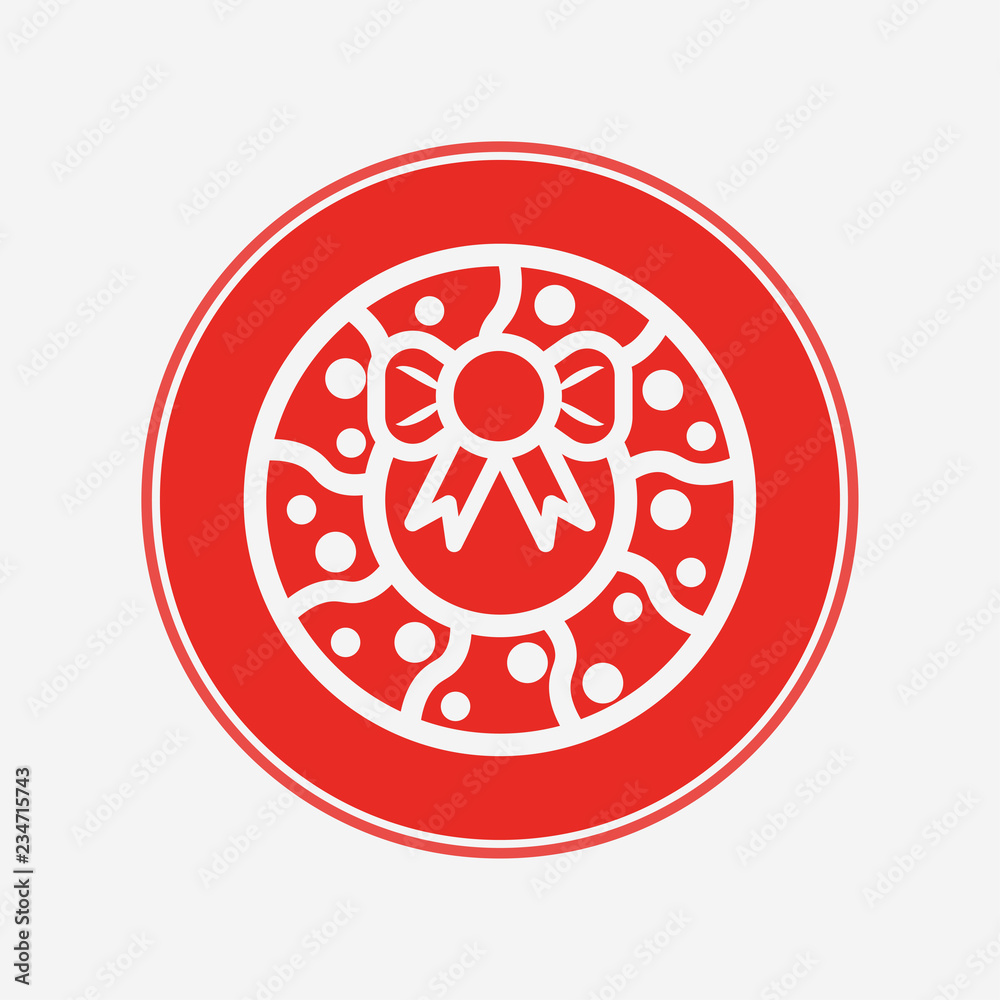 Christmas wreath vector icon sign symbol