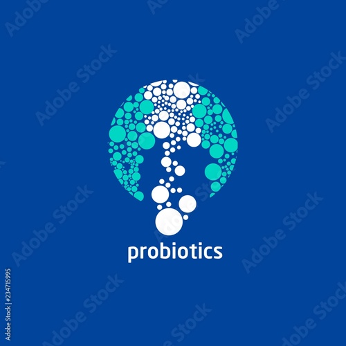 Probiotics logo. Bacteria logo. Concept of healthy nutrition ingredient for therapeutic purposes. Simple flat style trend modern logotype graphic design isolated