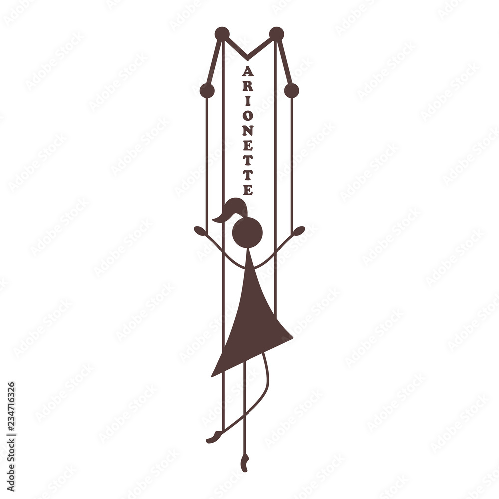 Logo puppet ballet dancer brand label icon vector