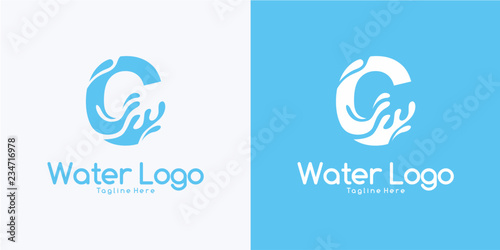 combination letter C and Water logo design concept