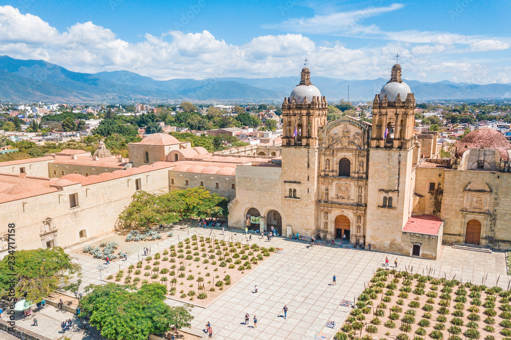 Beautiful aerial view of Santo Domingo Old Monastery in Oaxaca, Mexico