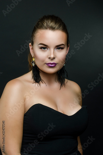 sexy size plus model in the studio.
