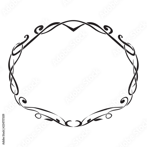PrintArt Nouveau decorative monochrome oval frame with text place
