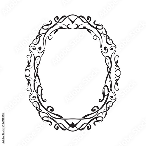 PrintArt Nouveau decorative monochrome oval frame with text place

