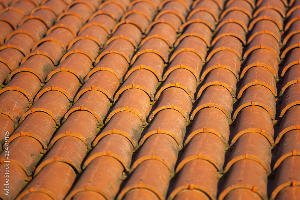 Old red tiles roof background, house roof Old red tiles roof background, house roof