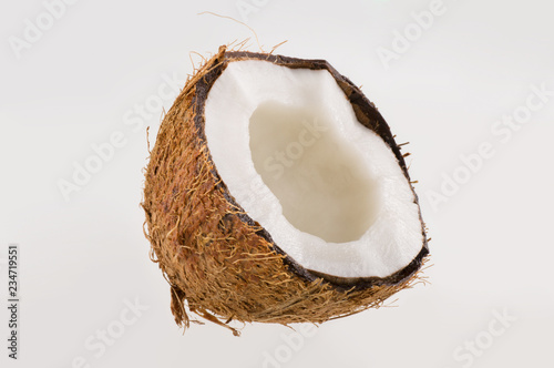 Fresh coconut on white isolated background.