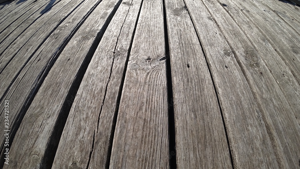 Wooden floor on long pier