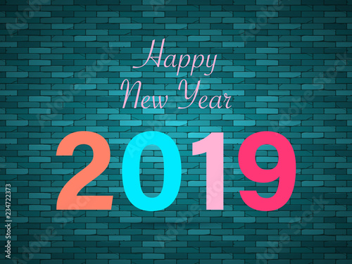 New 2019 year, vector illustration. Perfect for presentations