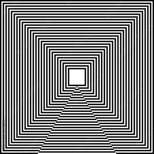 Abstract black and white striped background. Geometric pattern with visual distortion effect. Optical illusion. Op art.