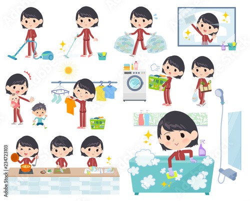 school girl Red jersey_housekeeping