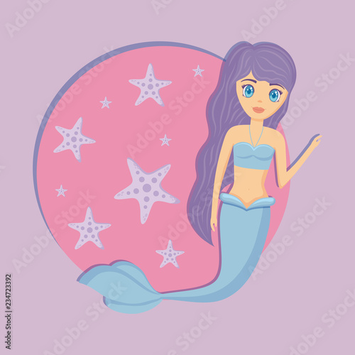 cute siren with starfish avatar character