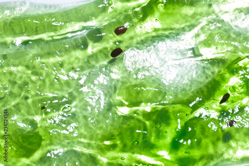 Natural face mask. Aloe Vera and fruit extracts for skin care. Close-up, macro shooting.