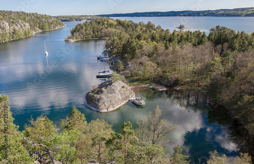 aerial view on Napoleon viken, a famous bay in the Stockholm Skerry garden, Sweden photo