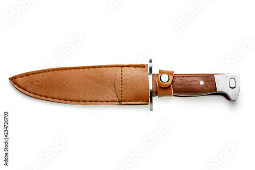 vintage combat knife bayonet isolated on white background.